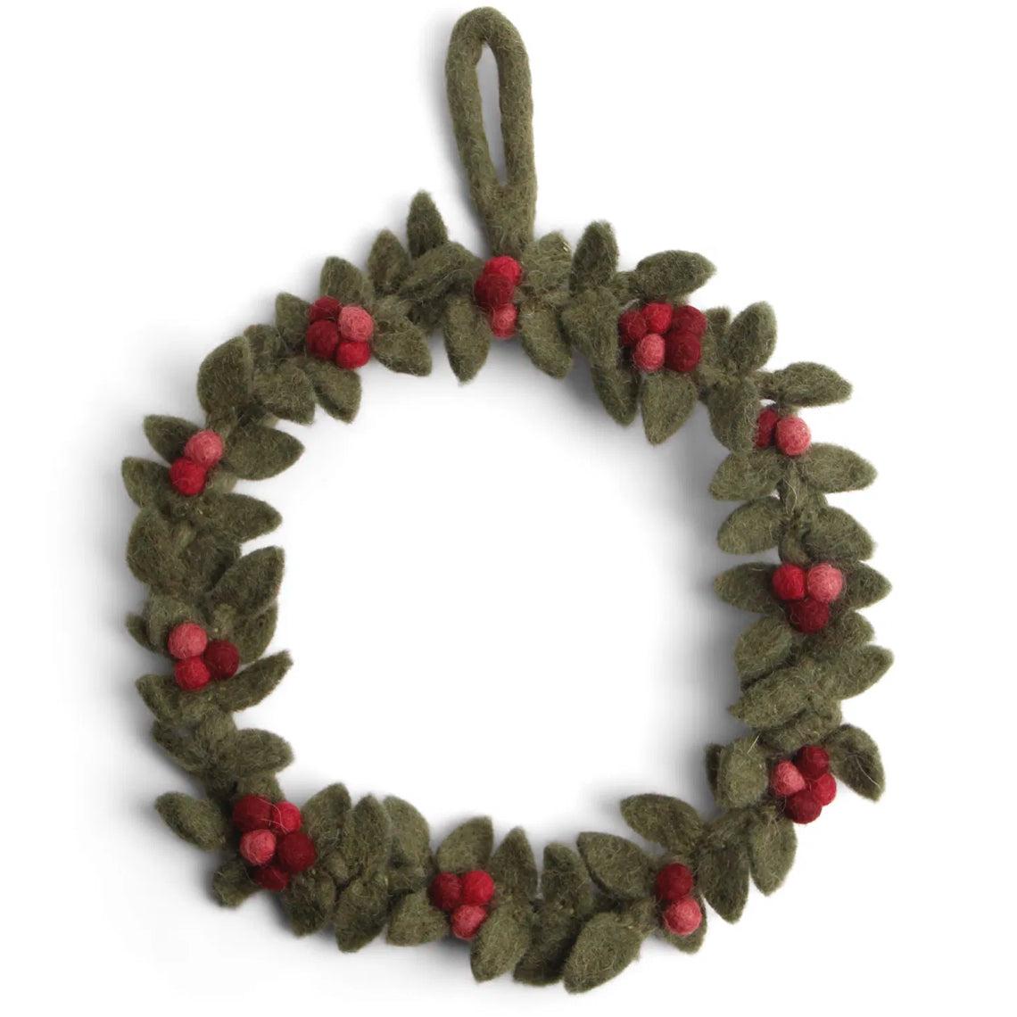 Felt Green Wreath with Red Berries- Assorted Sizes (Local Pickup/Local Delivery Only)