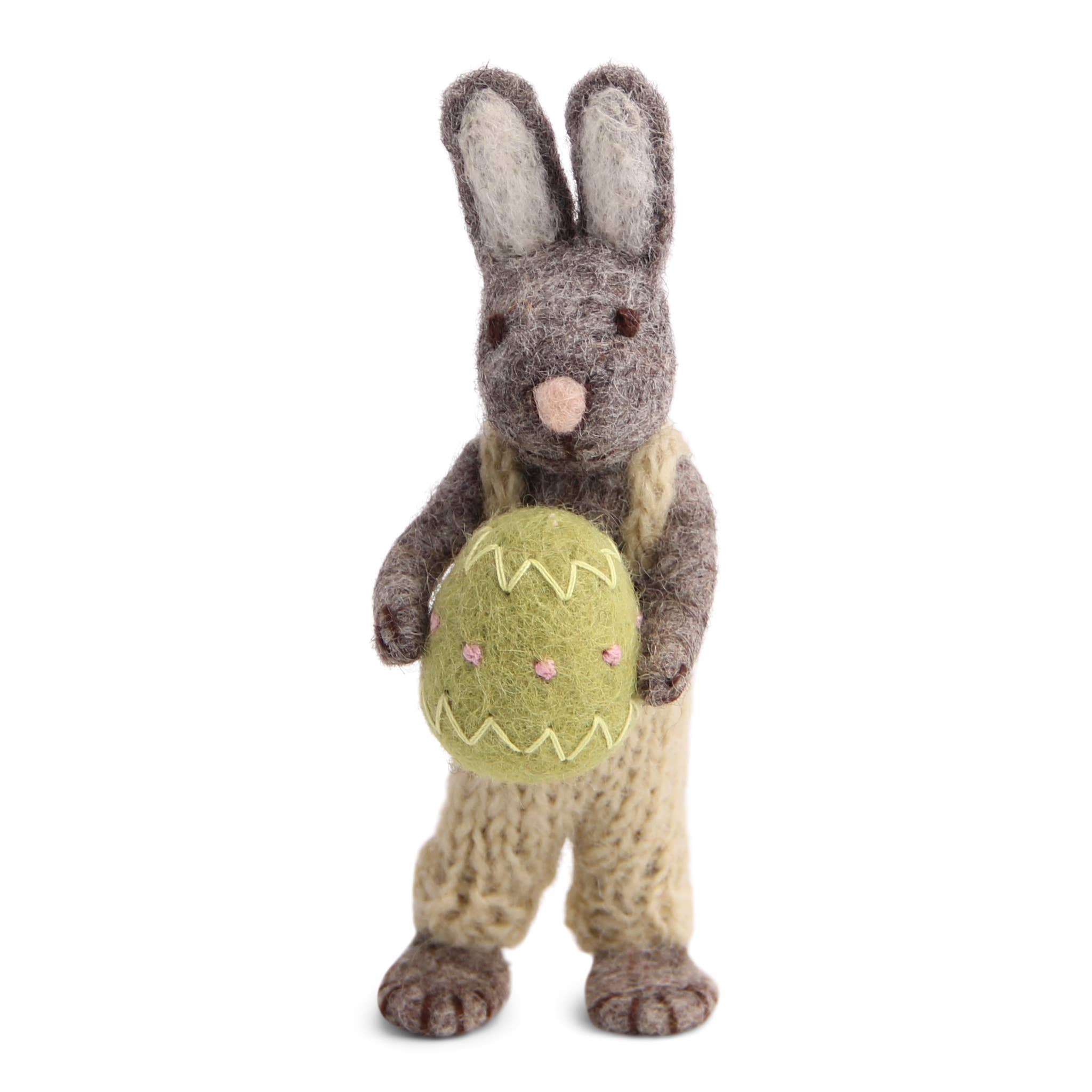 Felt Grey Bunny with Egg Ornament