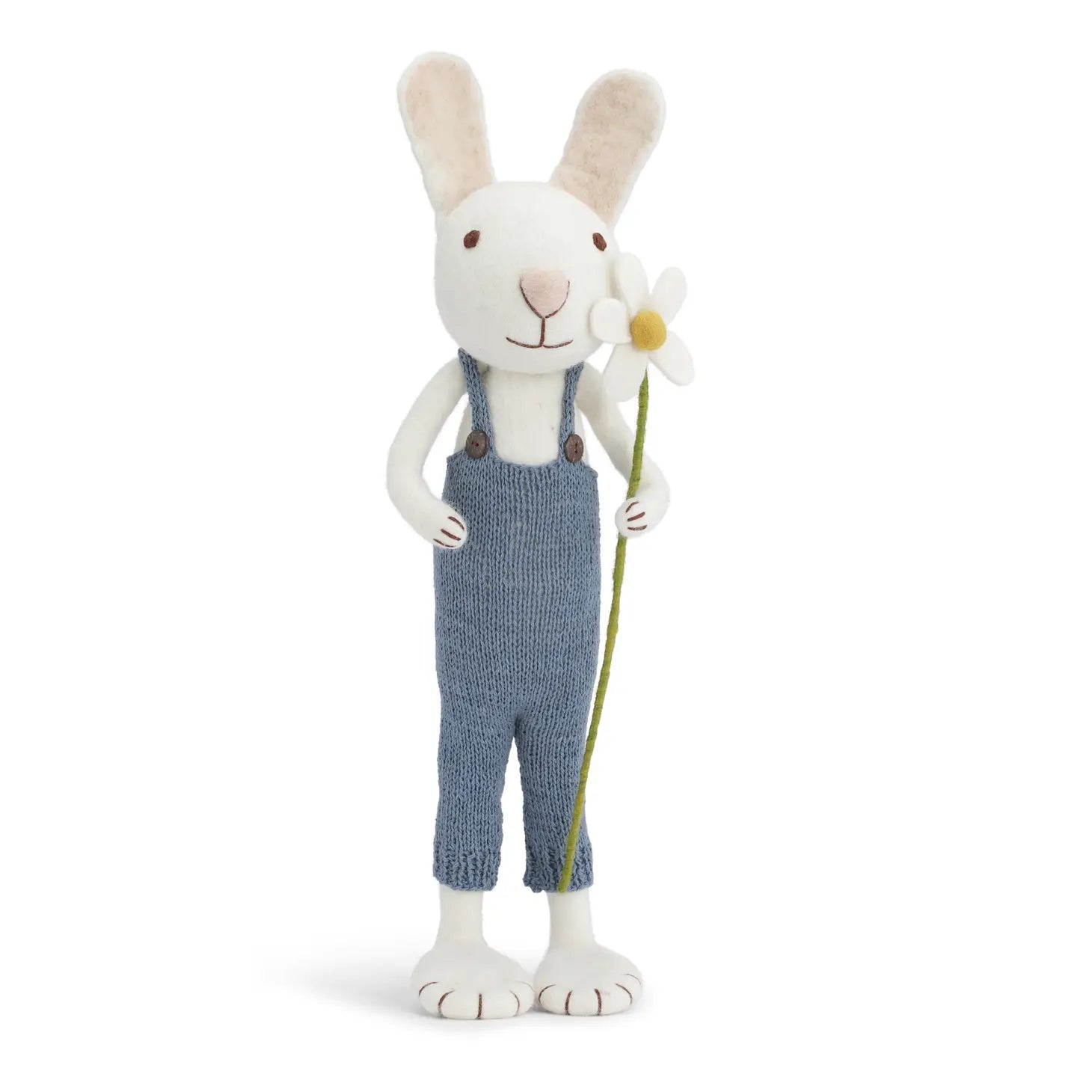 Felt Large White Bunny with Flower