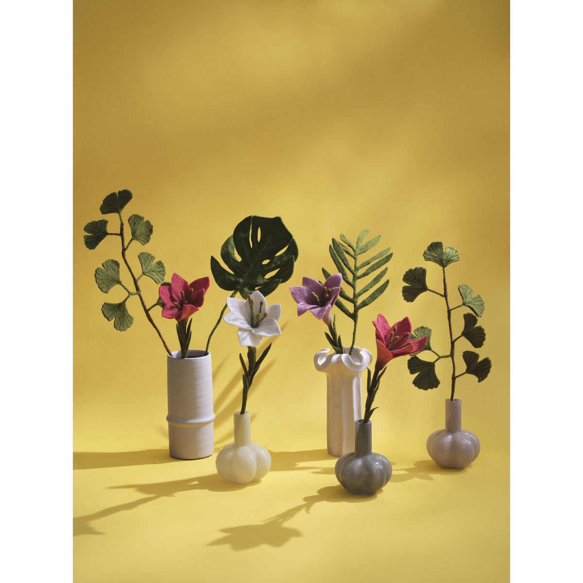 Felt Monstera Leaf Branch - Green