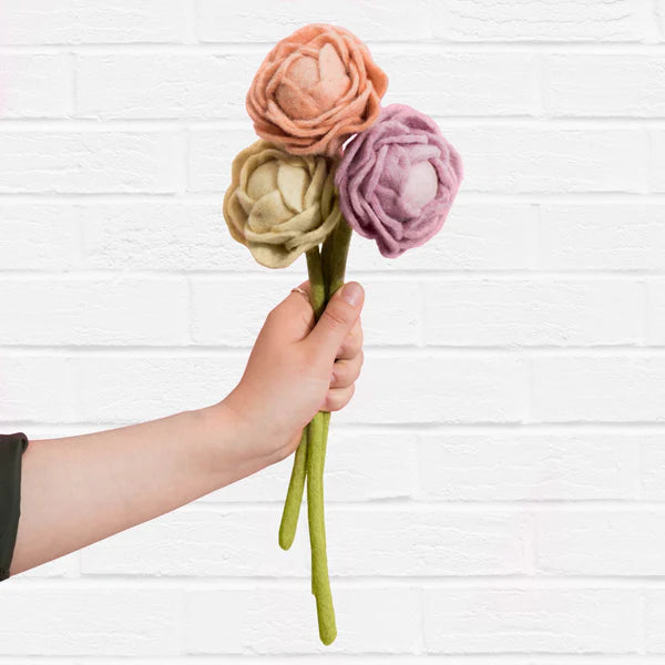 Felt Peony Flower- Assorted Colors- Sold Individually