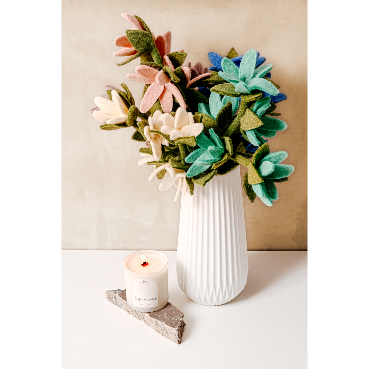 Felt Watsonia Flower: Cerulean Blue