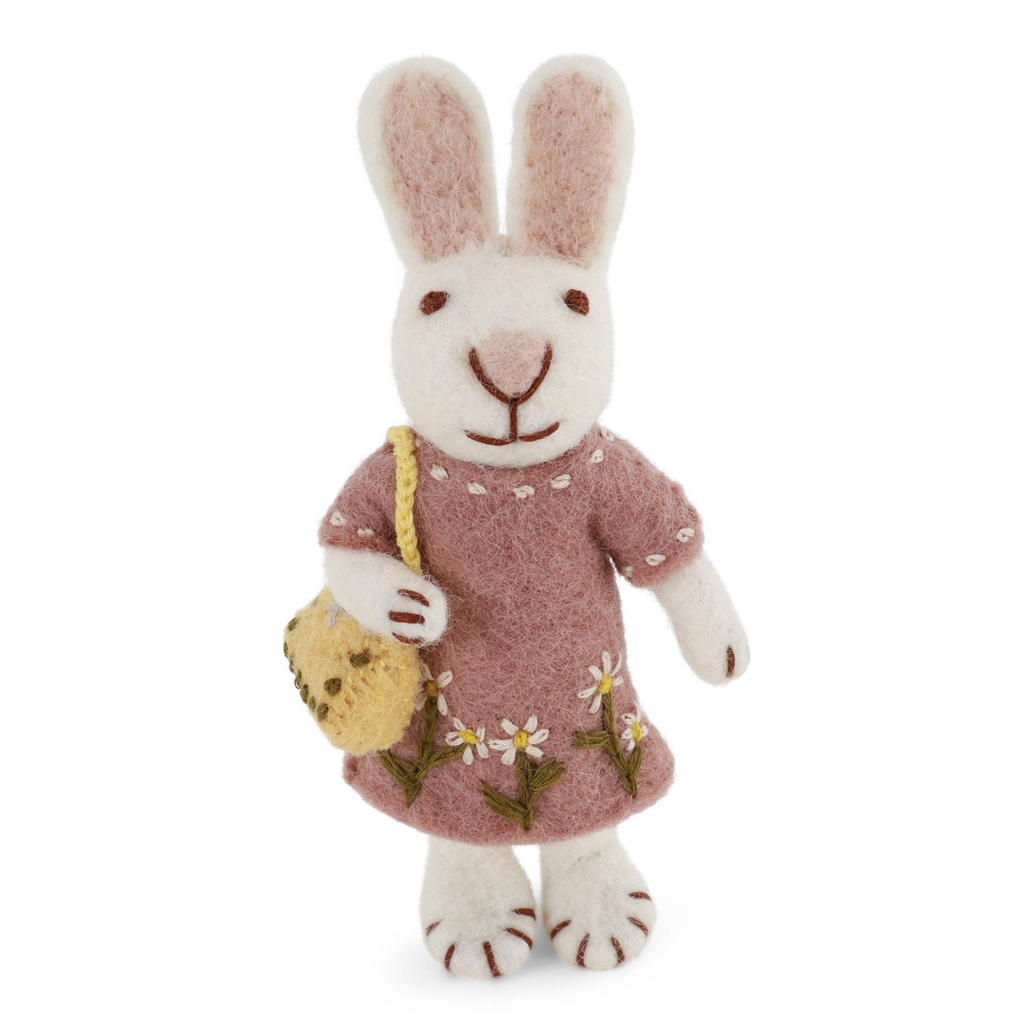 Felt White Bunny with Lavender Dress Ornament