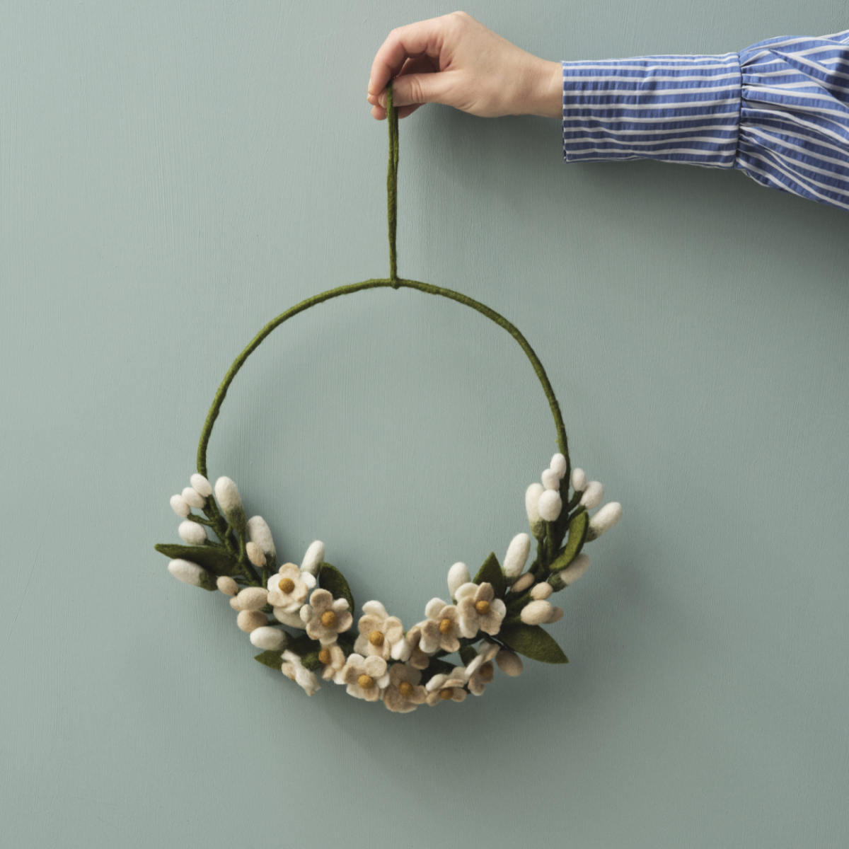 Felt White Wisteria Wreath