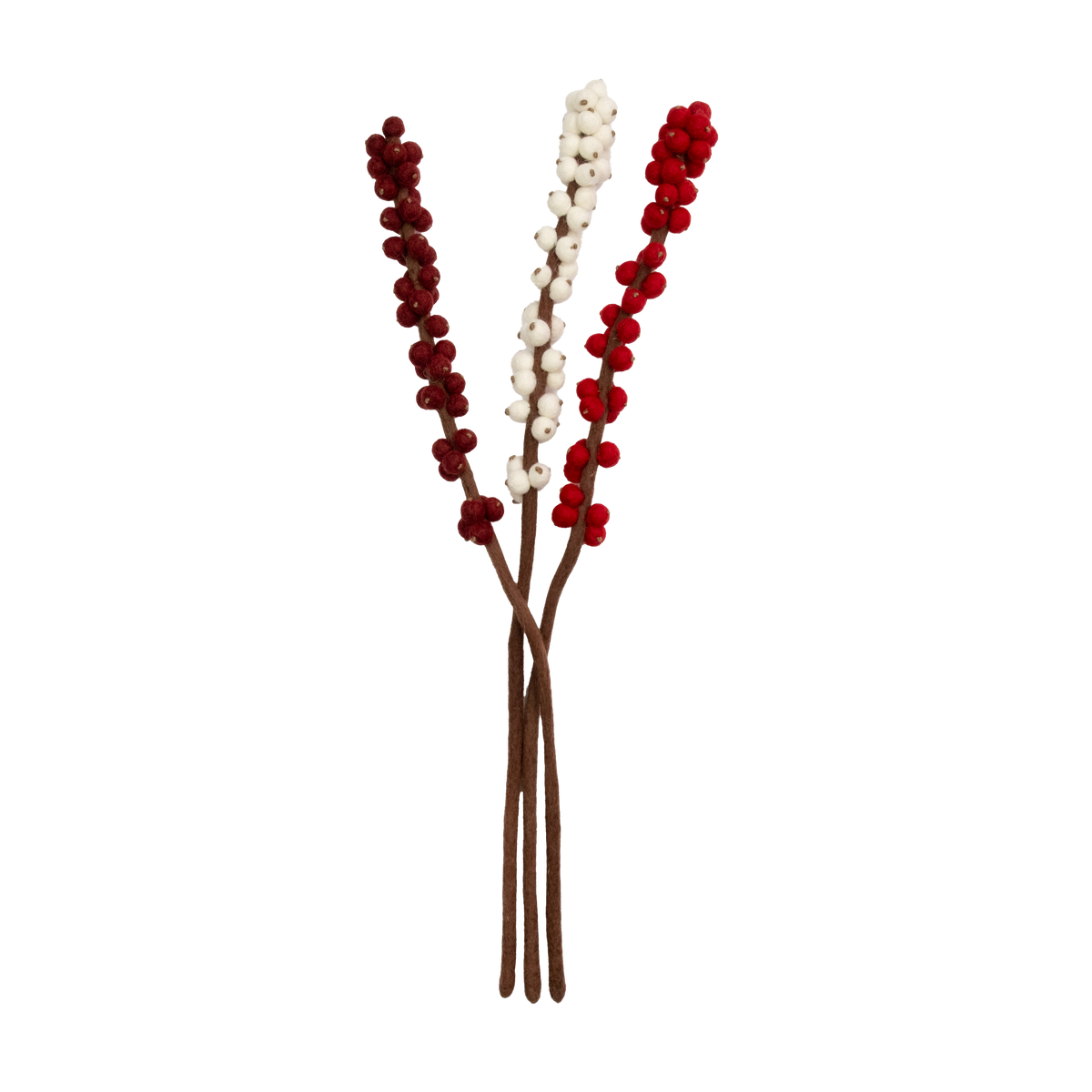 Felt Winterberry Ilex Stem- Assorted Colors- Sold Individually