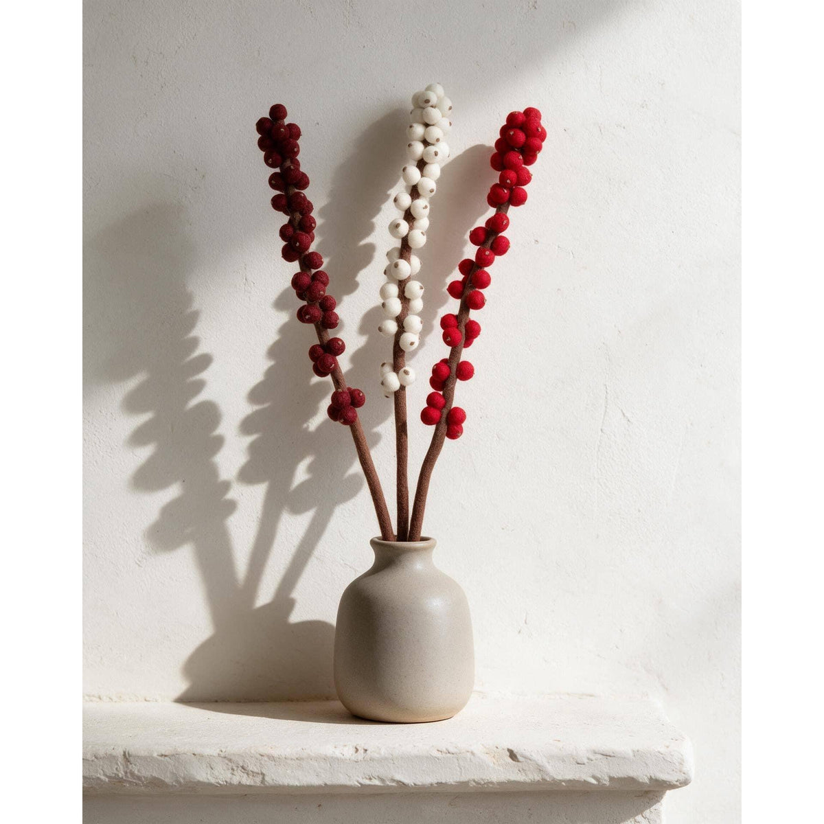 Felt Winterberry Ilex Stem- Assorted Colors- Sold Individually