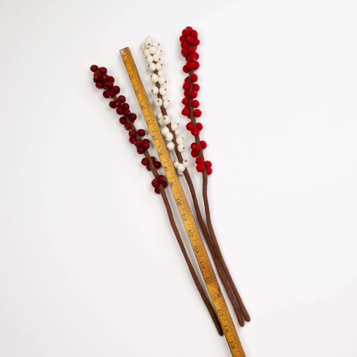 Felt Winterberry Ilex Stem- Assorted Colors- Sold Individually