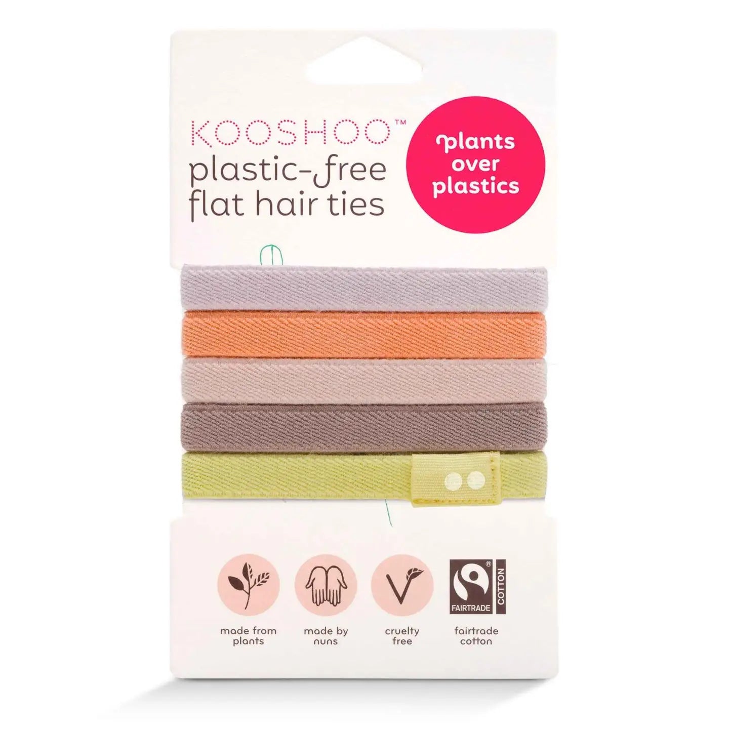 Flat Hair Ties- 5 Pack- Assorted Colors