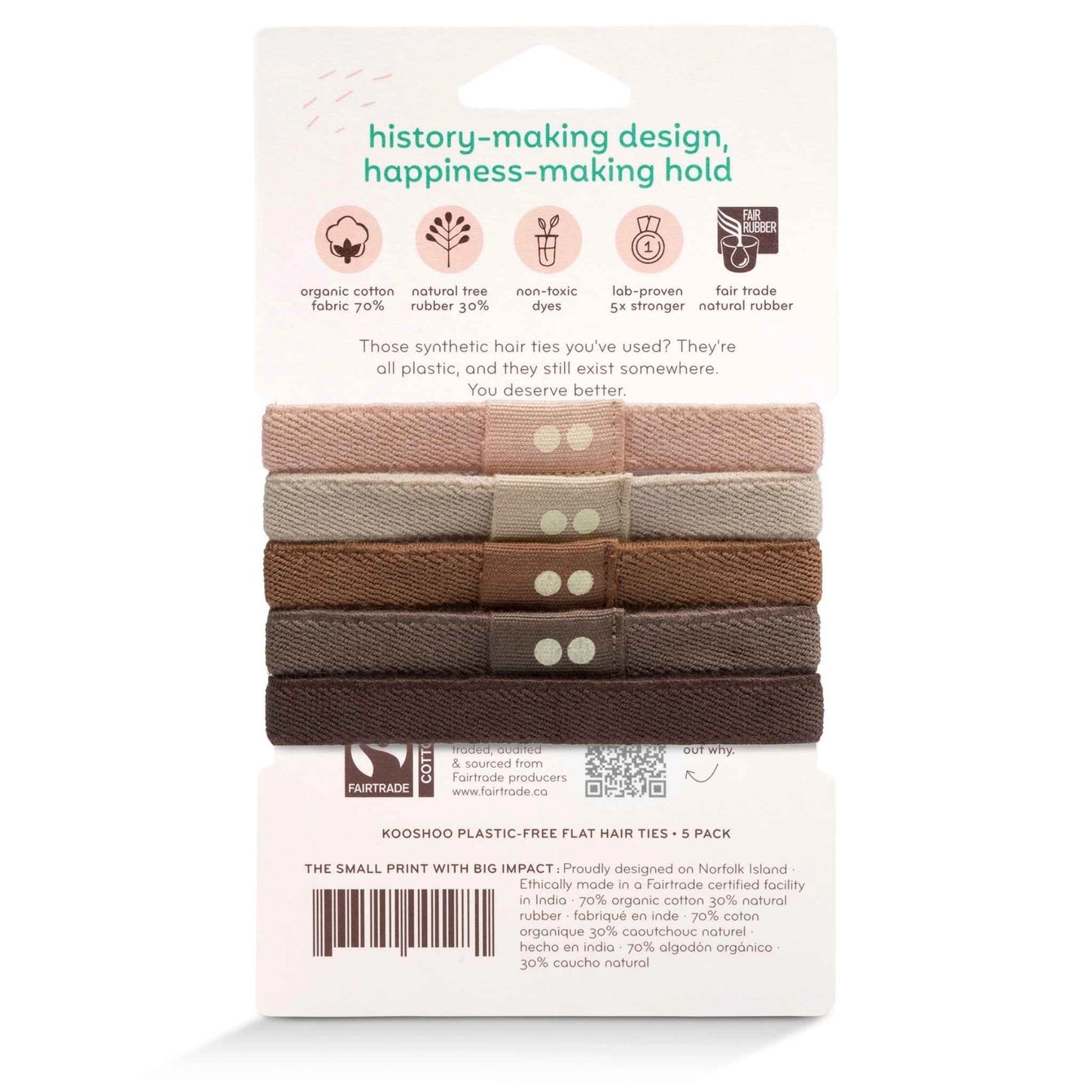 Flat Hair Ties- 5 Pack- Assorted Colors