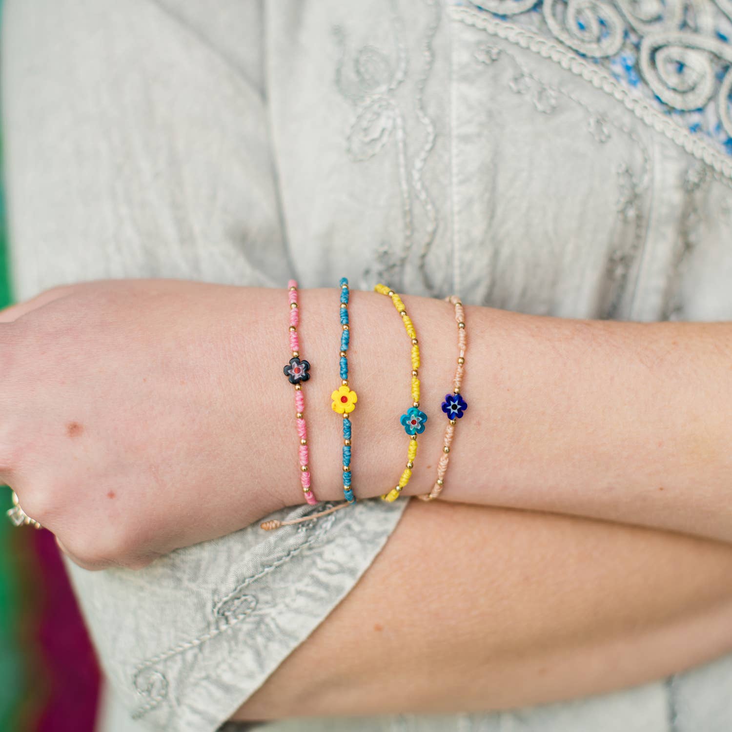 Flower Power String Bracelet- Sold Individually- Assorted Colors*