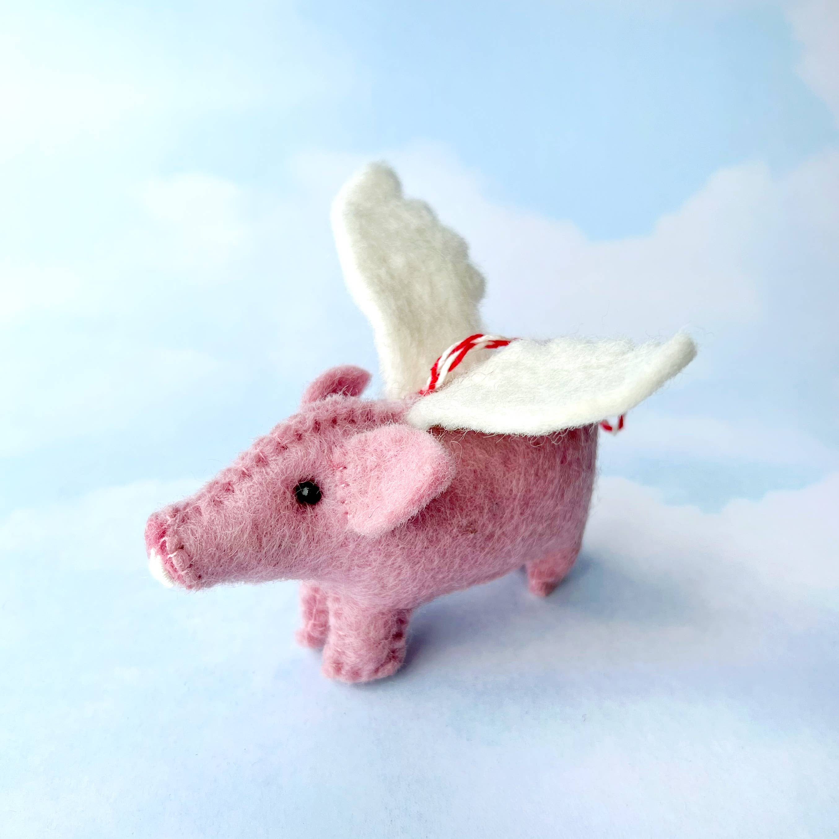 Flying Pig Felt Wool Christmas Ornament