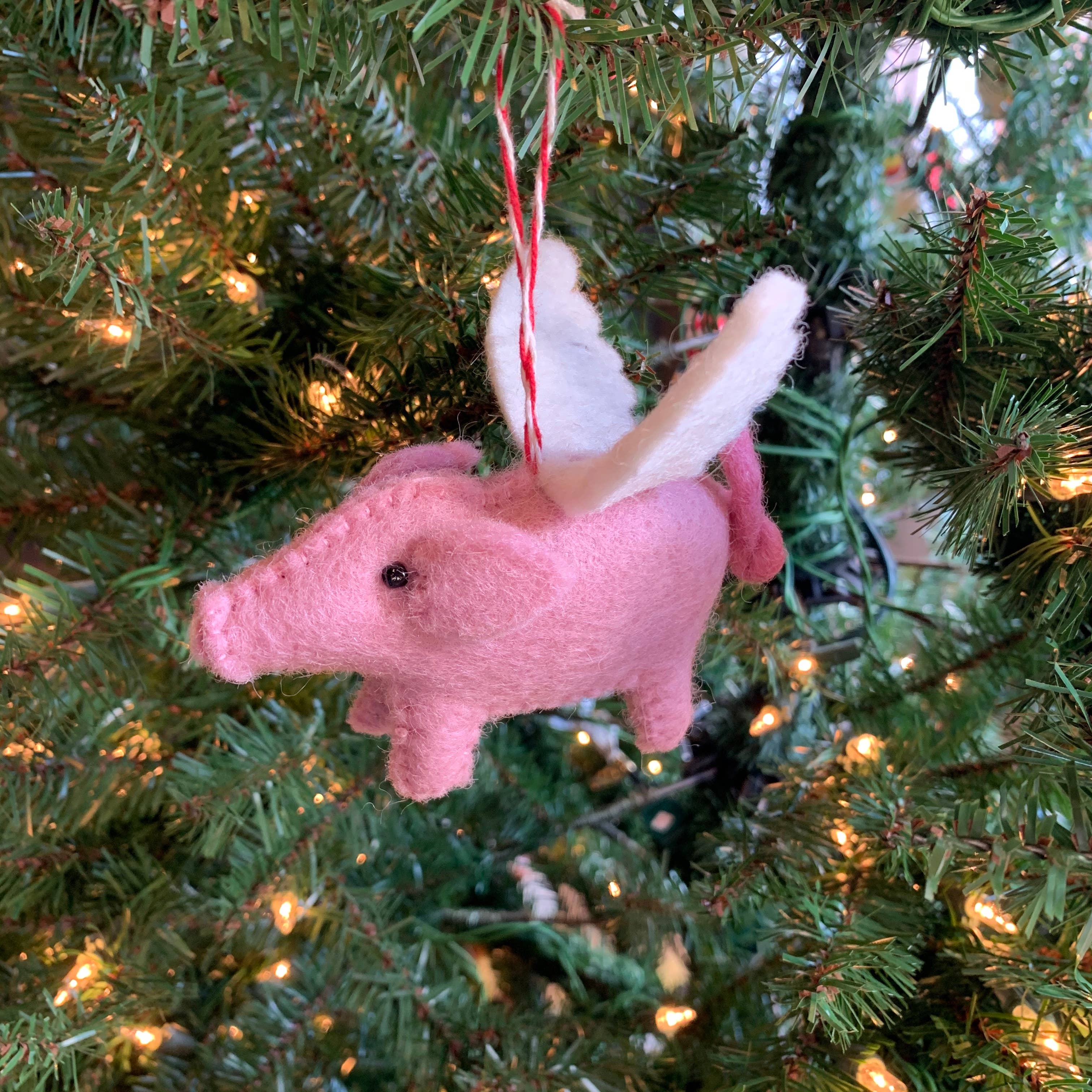 Flying Pig Felt Wool Christmas Ornament