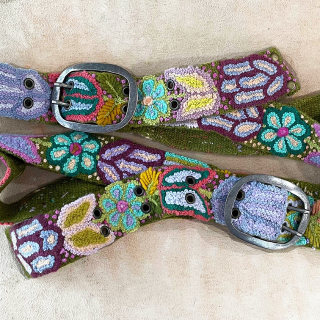 Folklorica Wool Belt- Olive- Assorted Sizes
