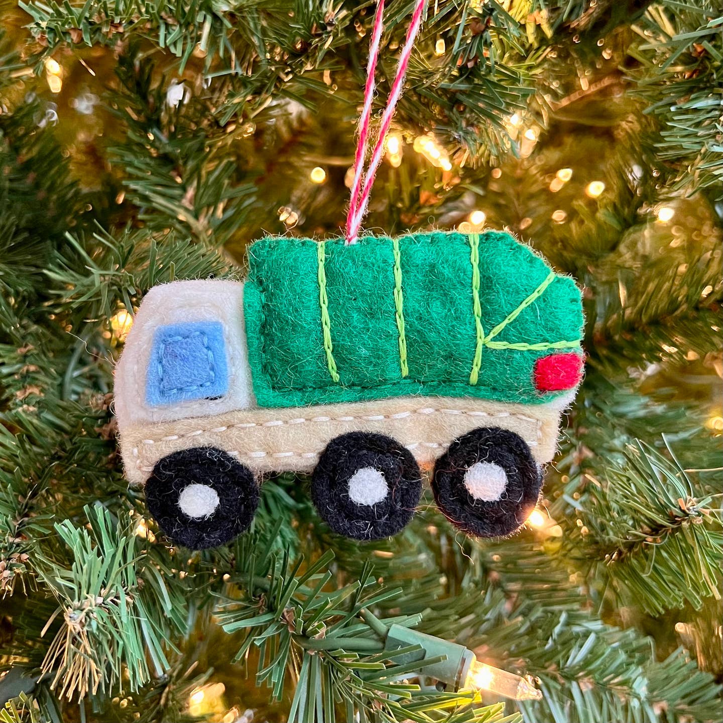 Garbage Truck Felt Wool Ornament