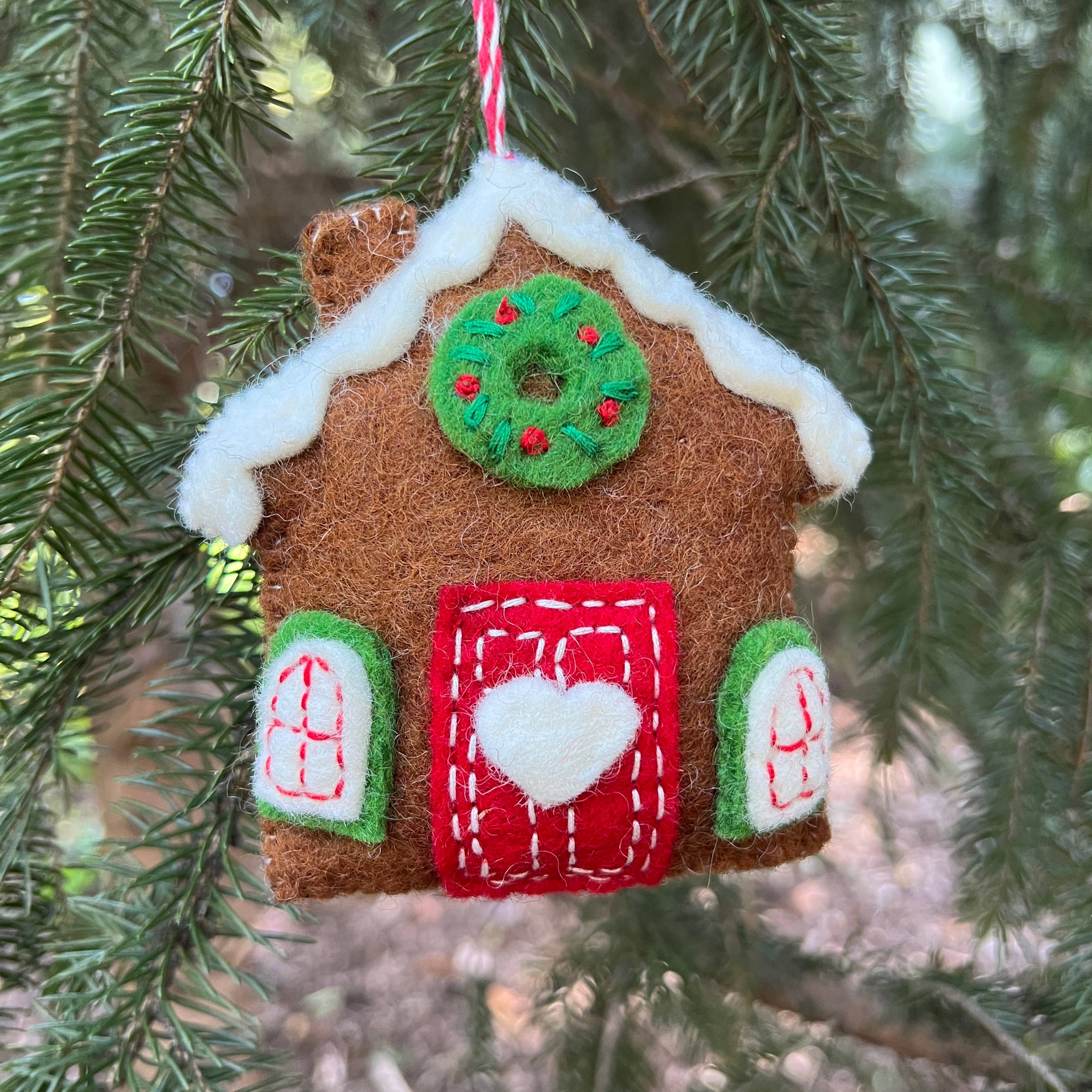 Gingerbread House Felt Wool Ornament