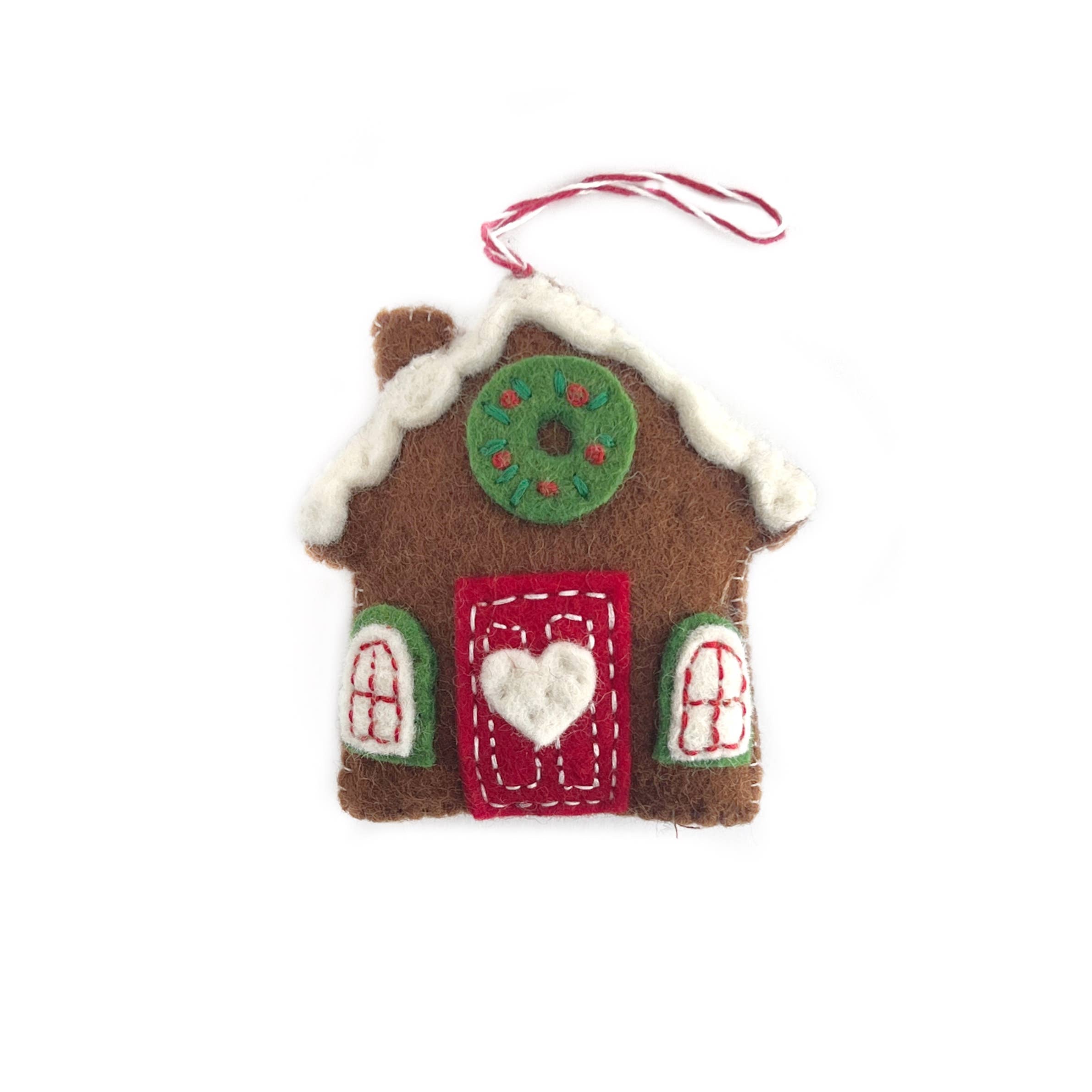 Gingerbread House Felt Wool Ornament