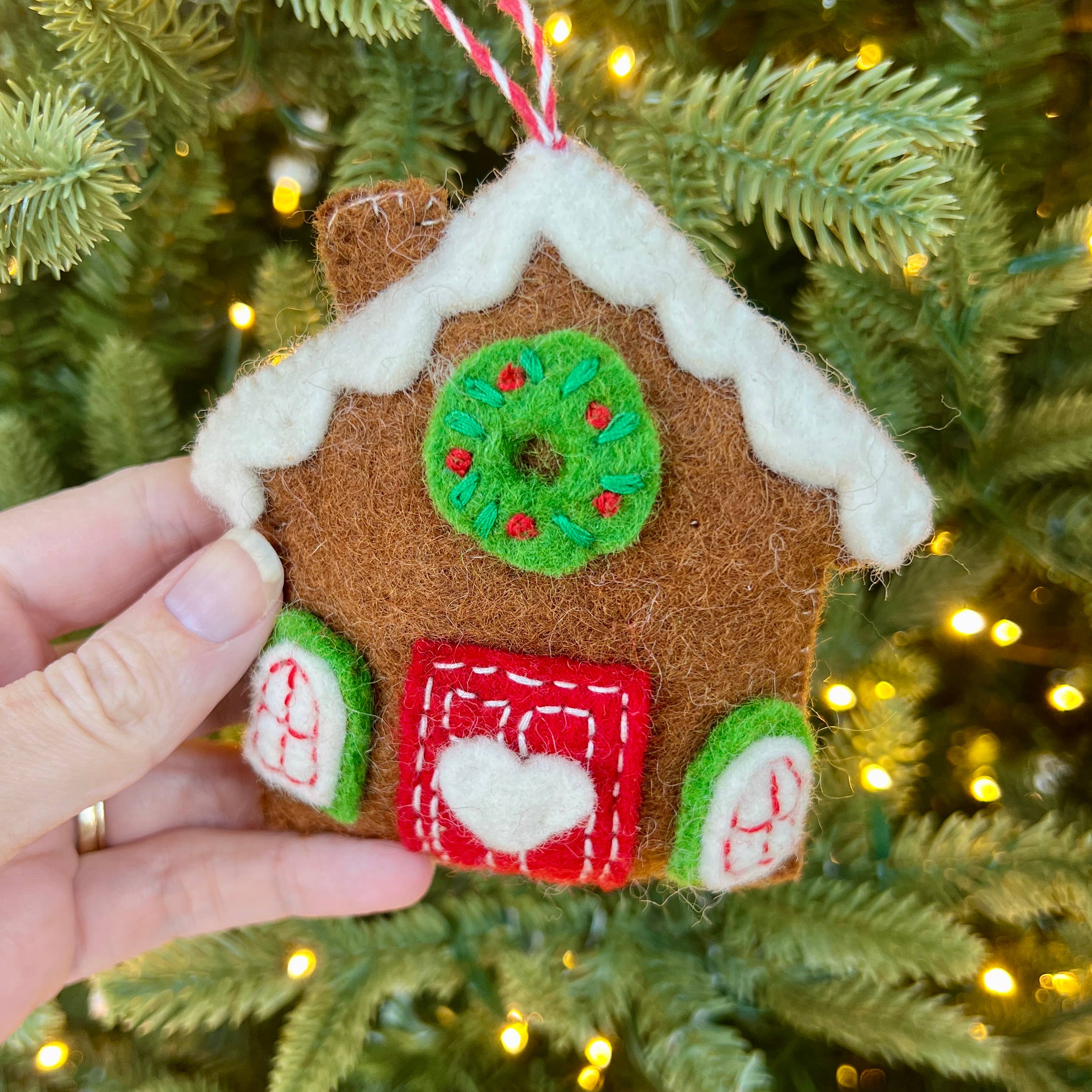 Gingerbread House Felt Wool Ornament
