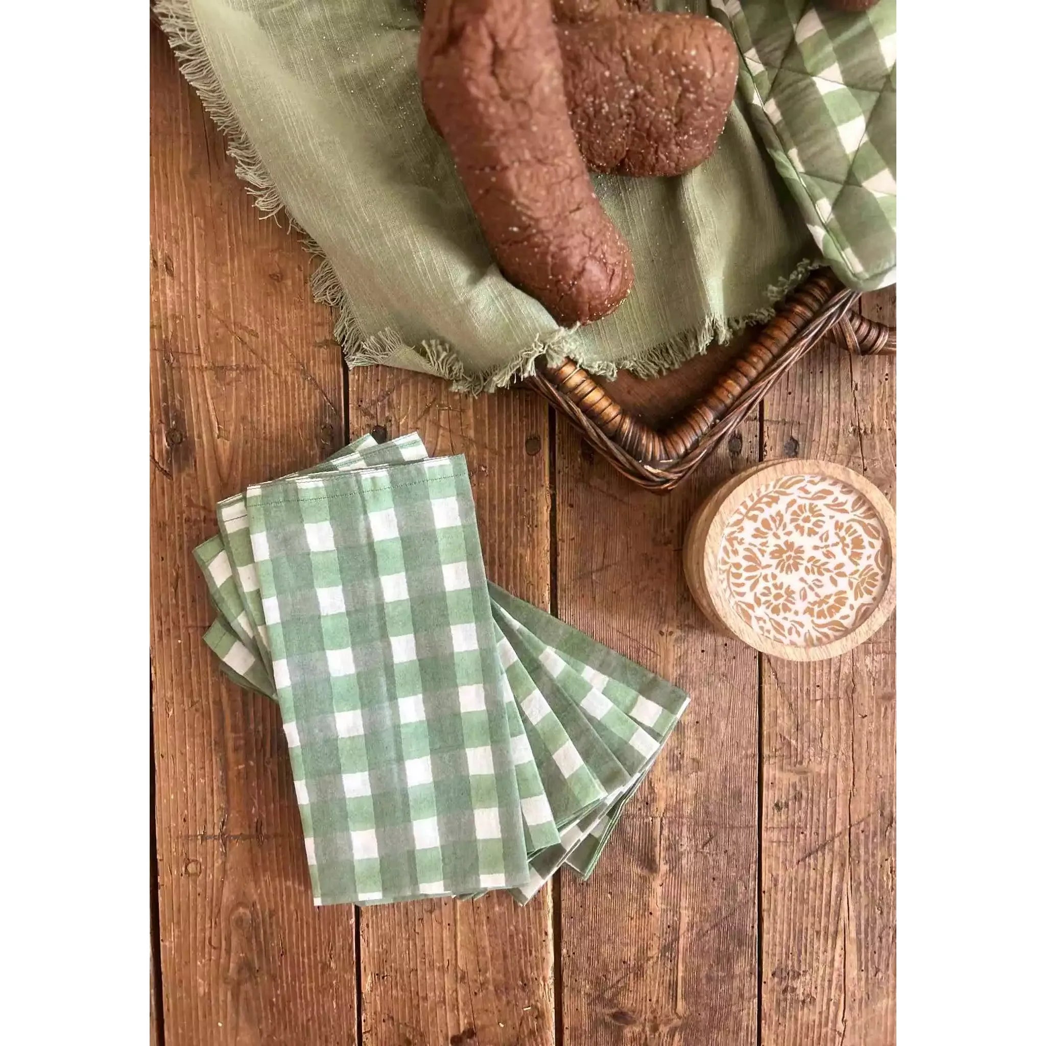 Gingham Green Napkin Set