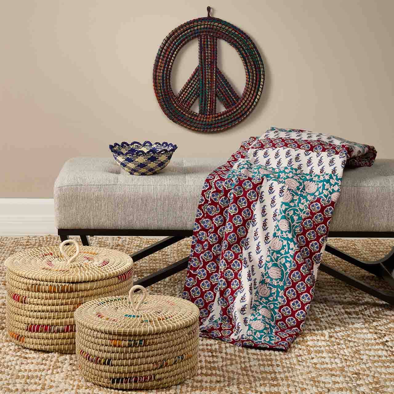 Gingham Scallop Basket