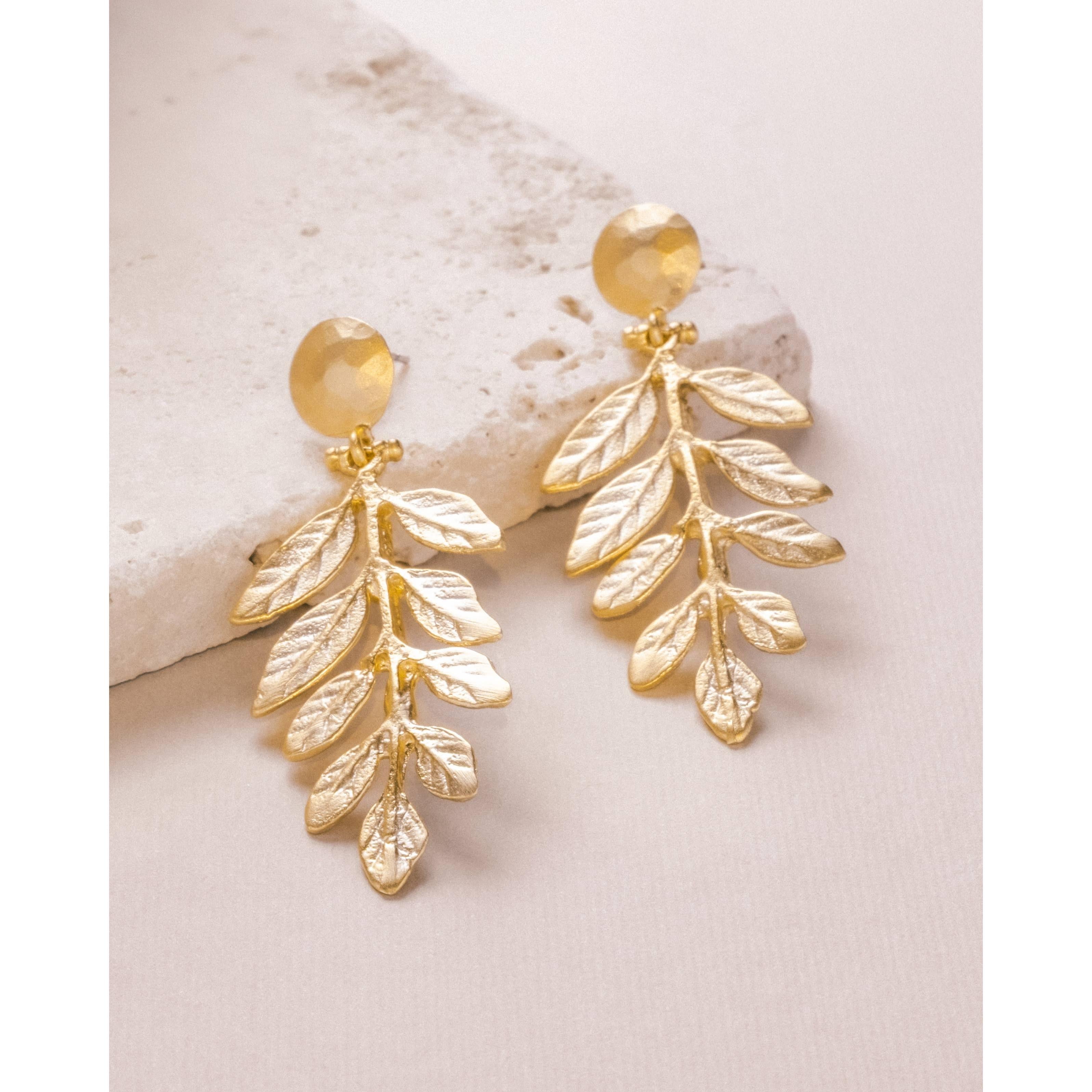 Gold Hanging Vine Drop Earrings