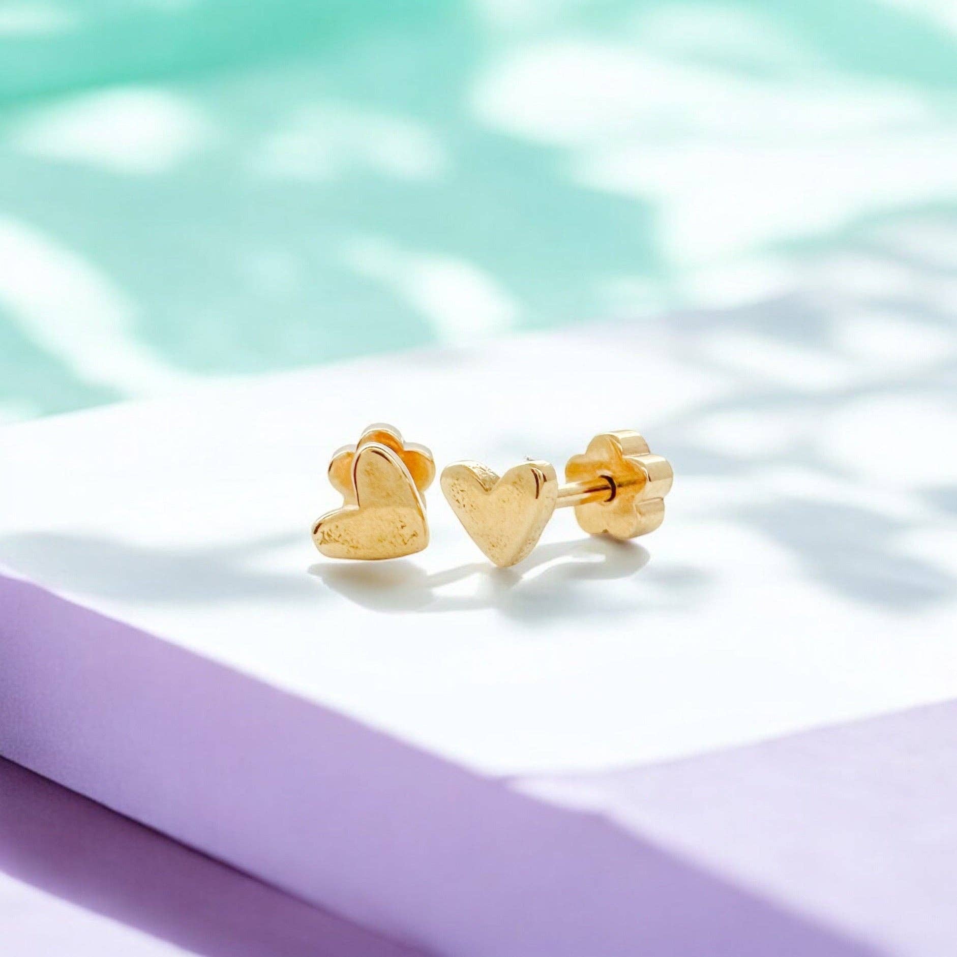 Gold Hearts Tiny Stud Kids Earrings