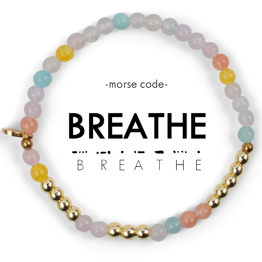 Gold Morse Code Bracelet | BREATHE