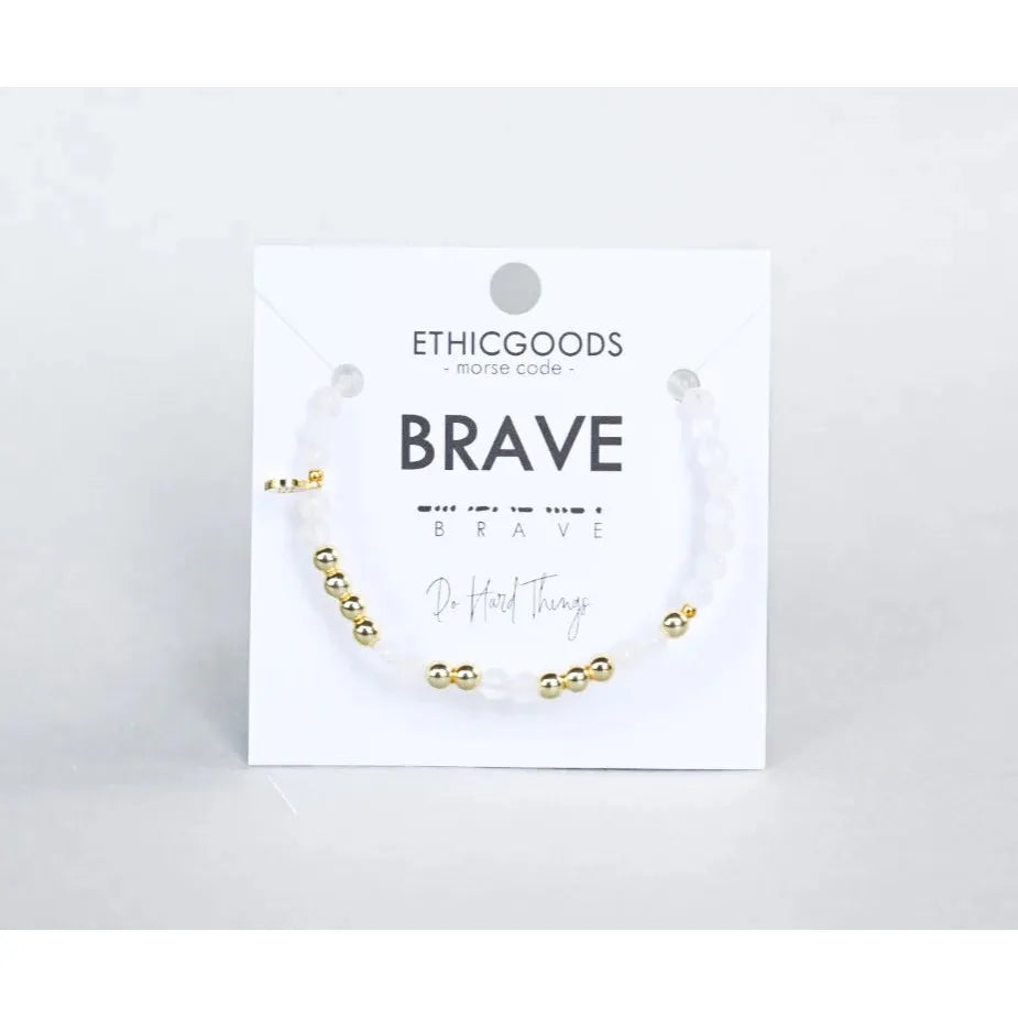 Gold Morse Code Bracelet | Brave- Assorted Colors