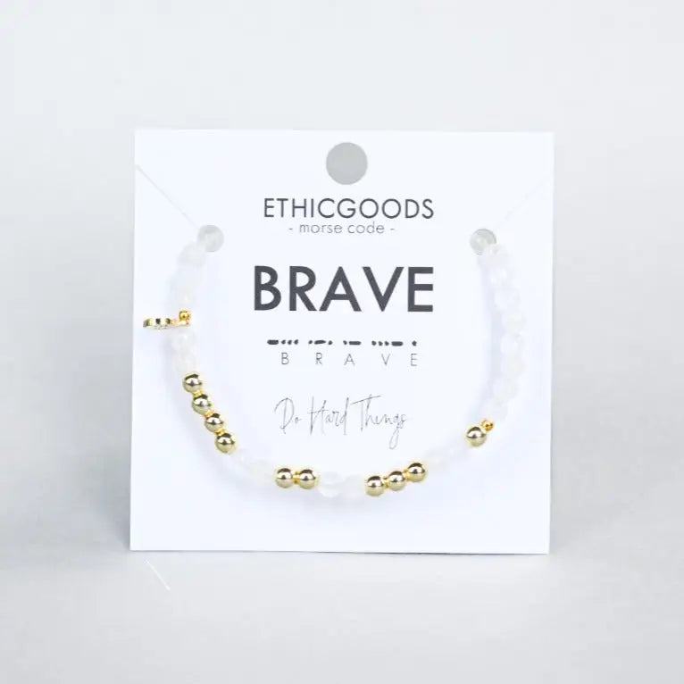 Gold Morse Code Bracelet | Brave- Assorted Colors
