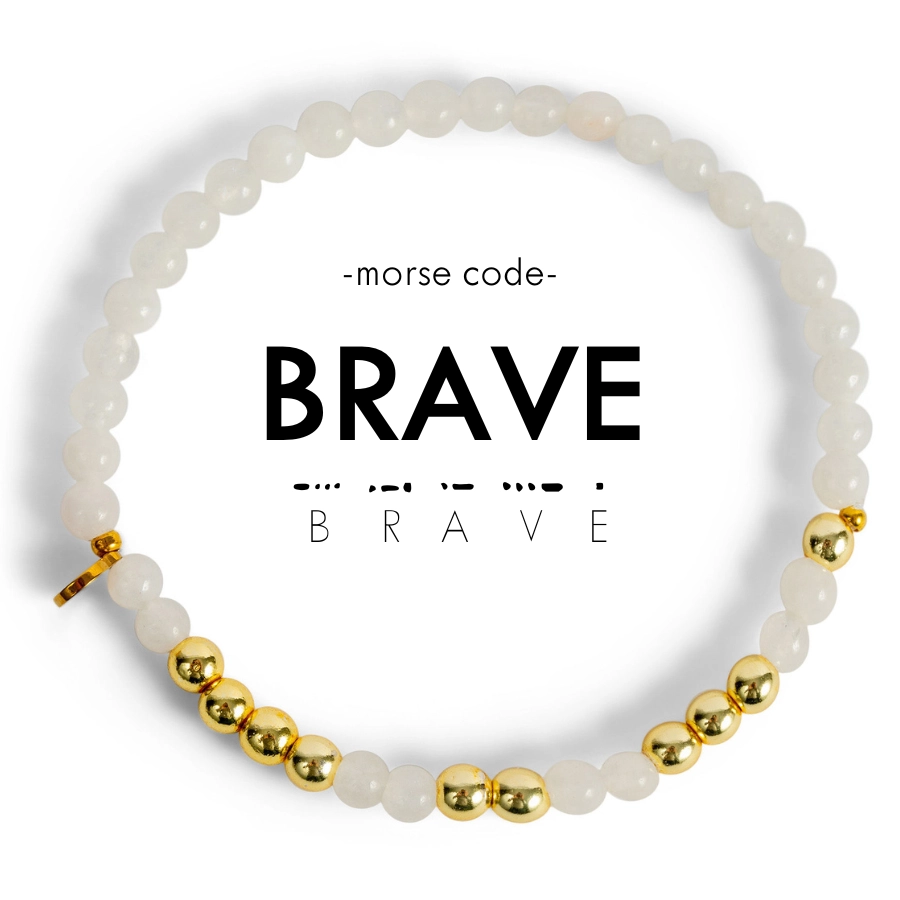 Gold Morse Code Bracelet | Brave- Assorted Colors