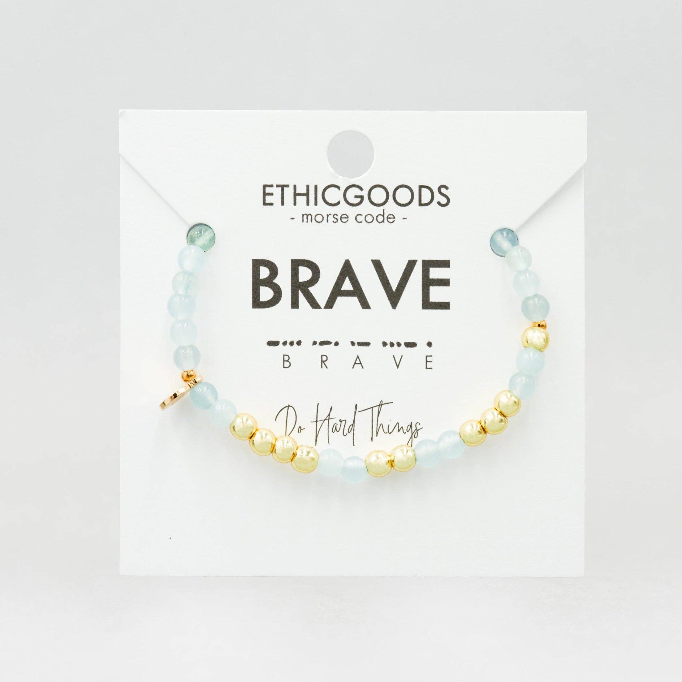 Gold Morse Code Bracelet | Brave- Assorted Colors