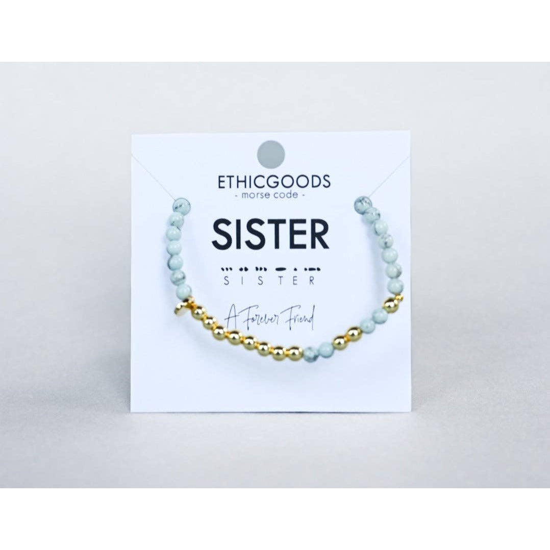 Gold Morse Code Bracelet | Sister
