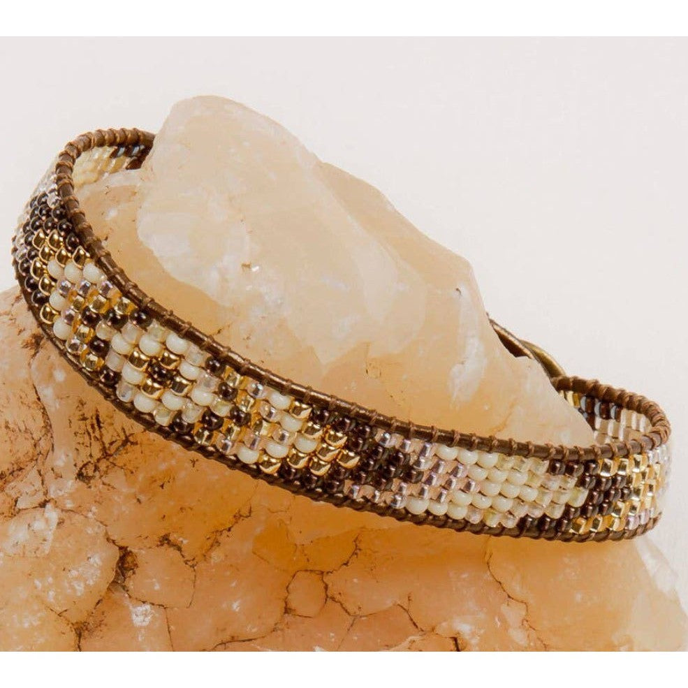 Gold and Glass Beaded Bracelet- Assorted Colors