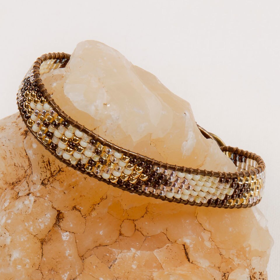 Gold and Glass Beaded Bracelet- Assorted Colors