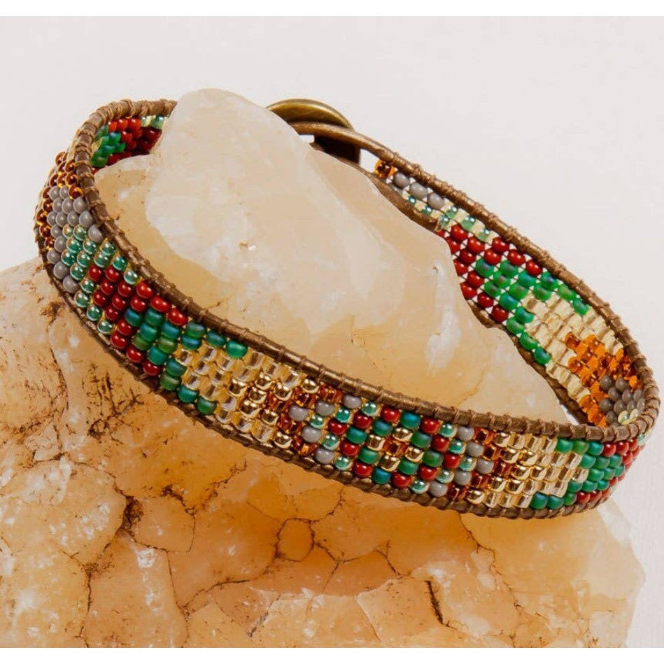 Gold and Glass Beaded Bracelet- Assorted Colors