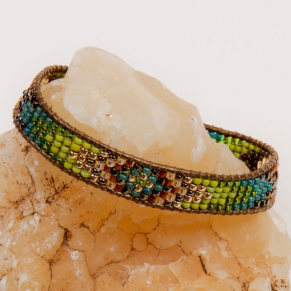 Gold and Glass Beaded Bracelet- Assorted Colors