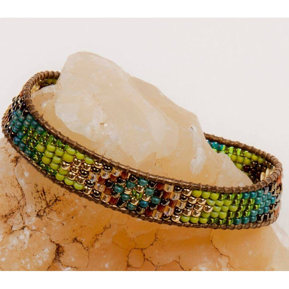 Gold and Glass Beaded Bracelet- Assorted Colors