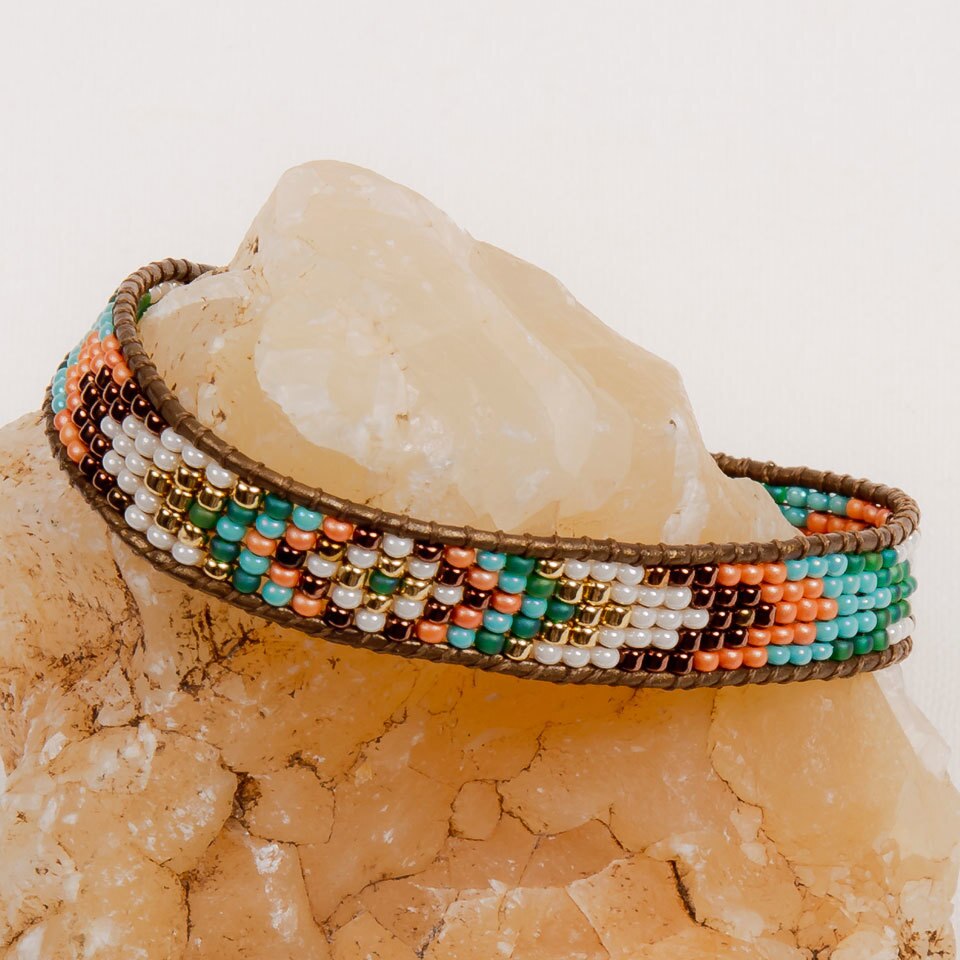 Gold and Glass Beaded Bracelet- Assorted Colors