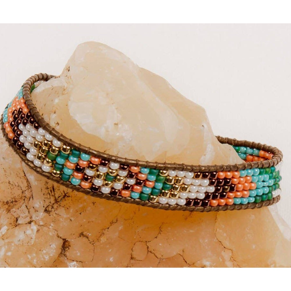 Gold and Glass Beaded Bracelet- Assorted Colors