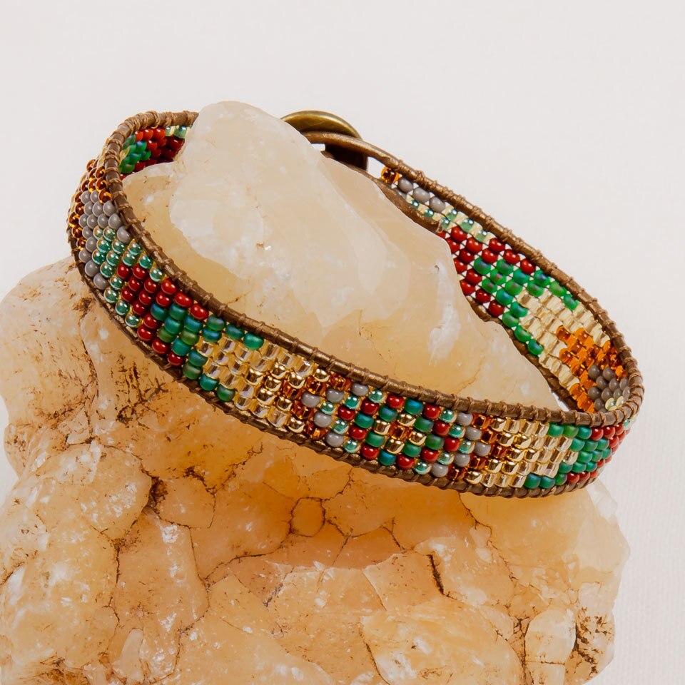 Gold and Glass Beaded Bracelet- Assorted Colors