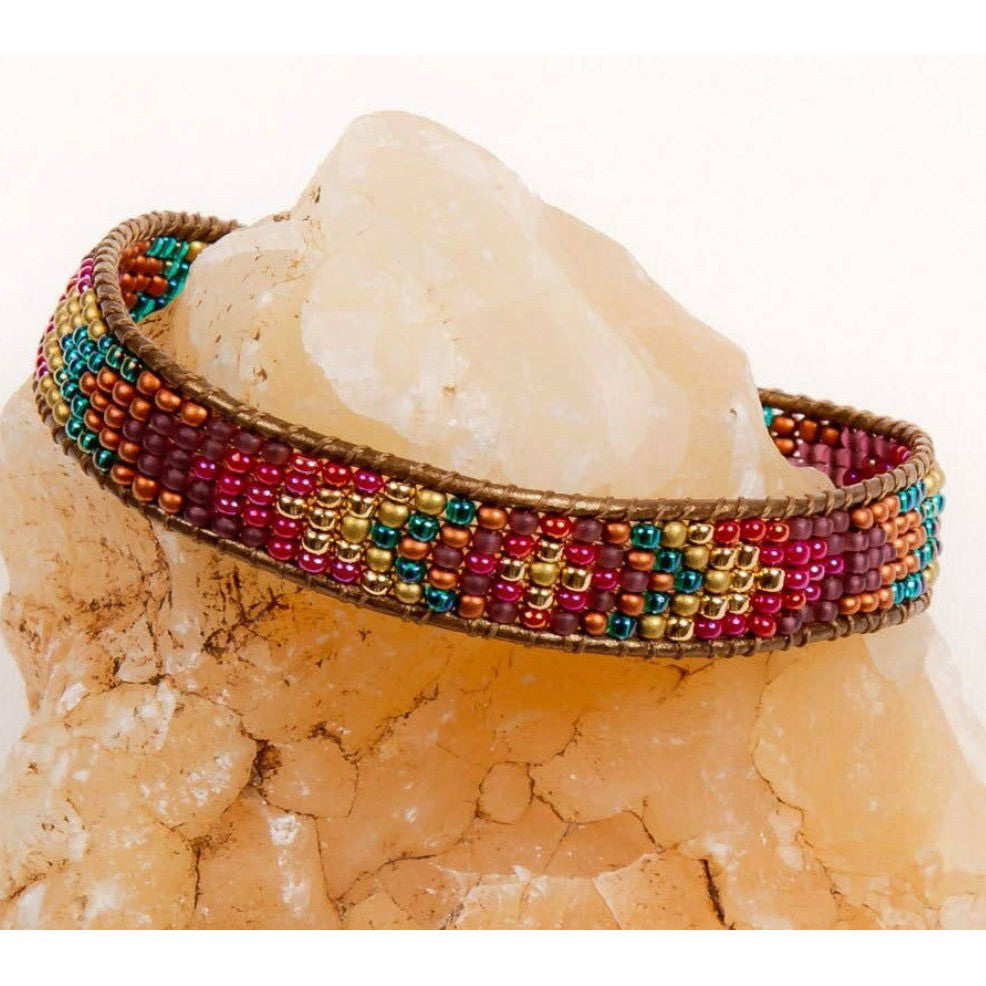 Gold and Glass Beaded Bracelet- Assorted Colors
