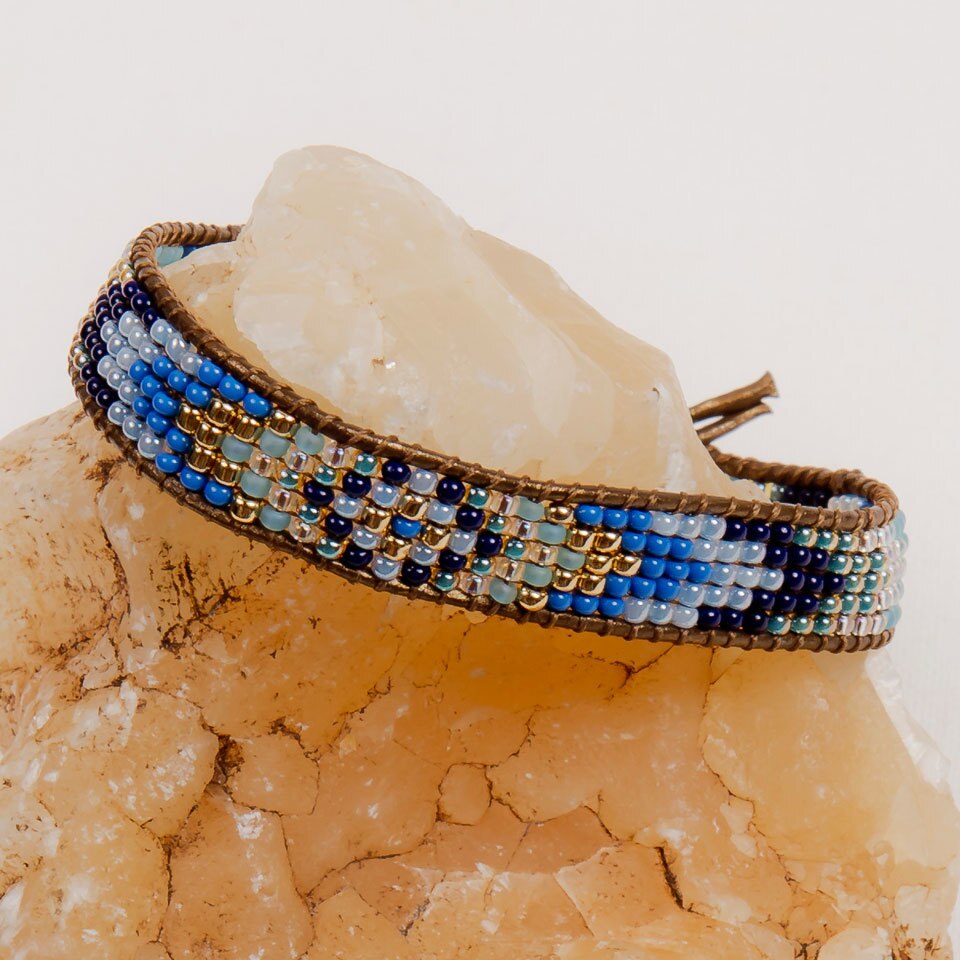 Gold and Glass Beaded Bracelet- Assorted Colors