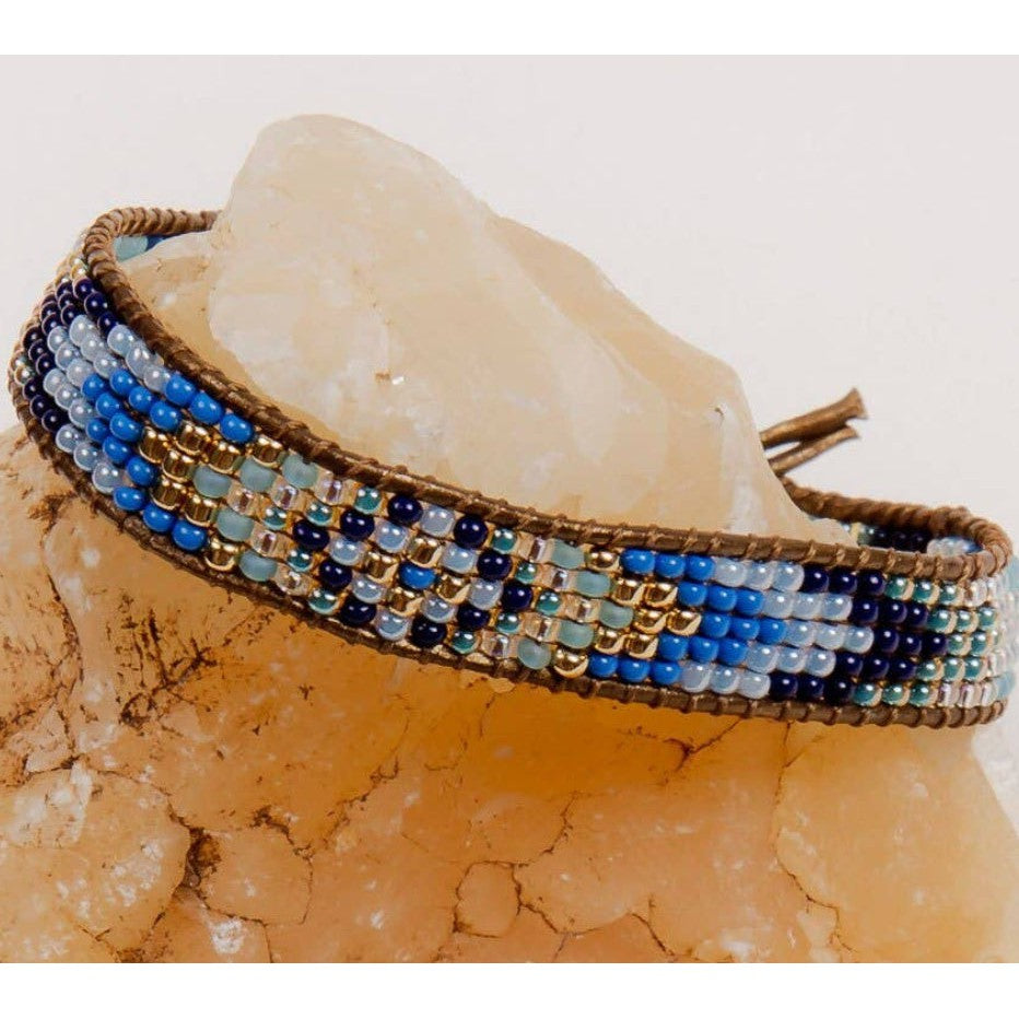 Gold and Glass Beaded Bracelet- Assorted Colors