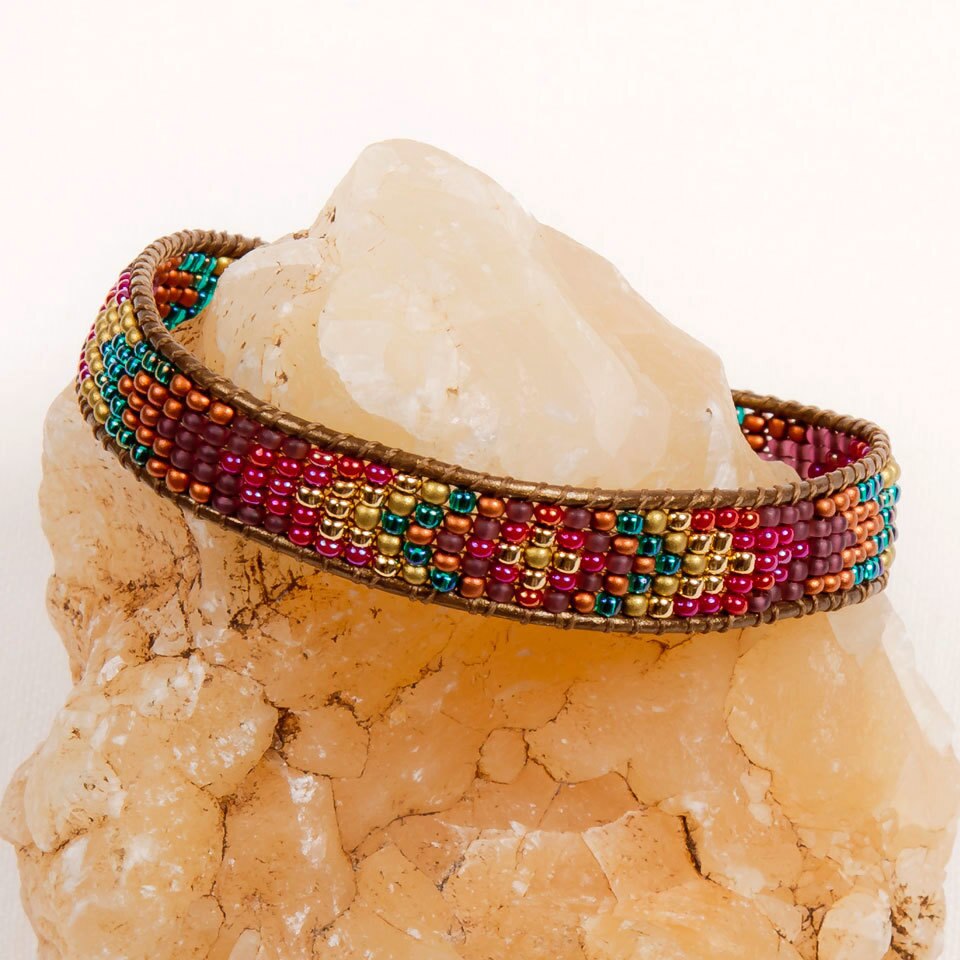 Gold and Glass Beaded Bracelet- Assorted Colors