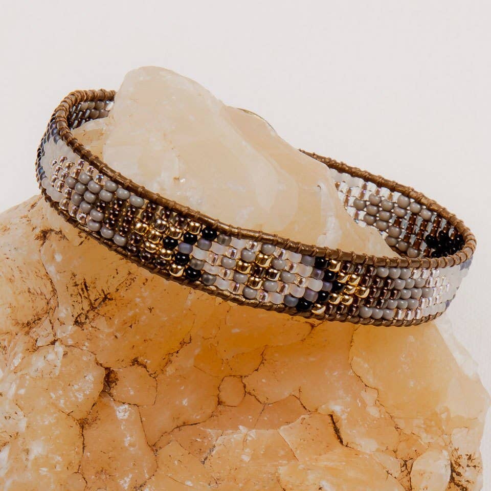 Gold and Glass Beaded Bracelet- Assorted Colors