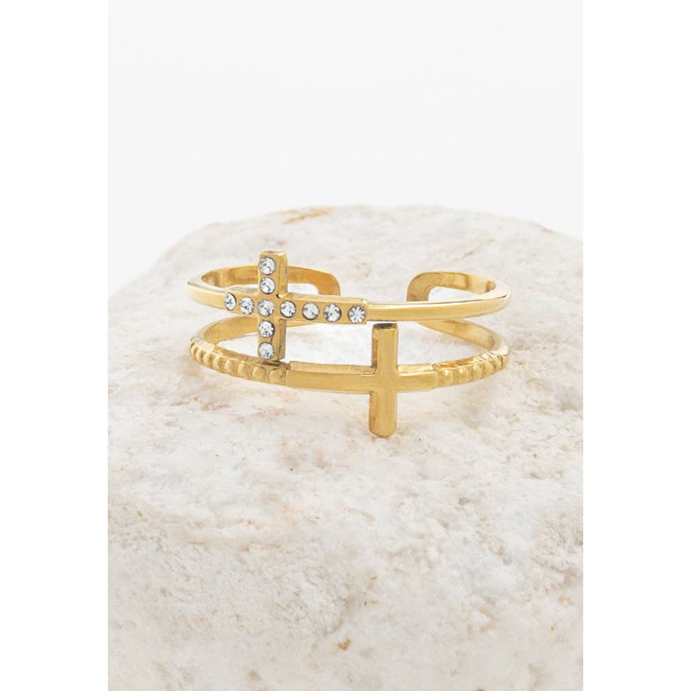 Golden Cross Serenity Ring