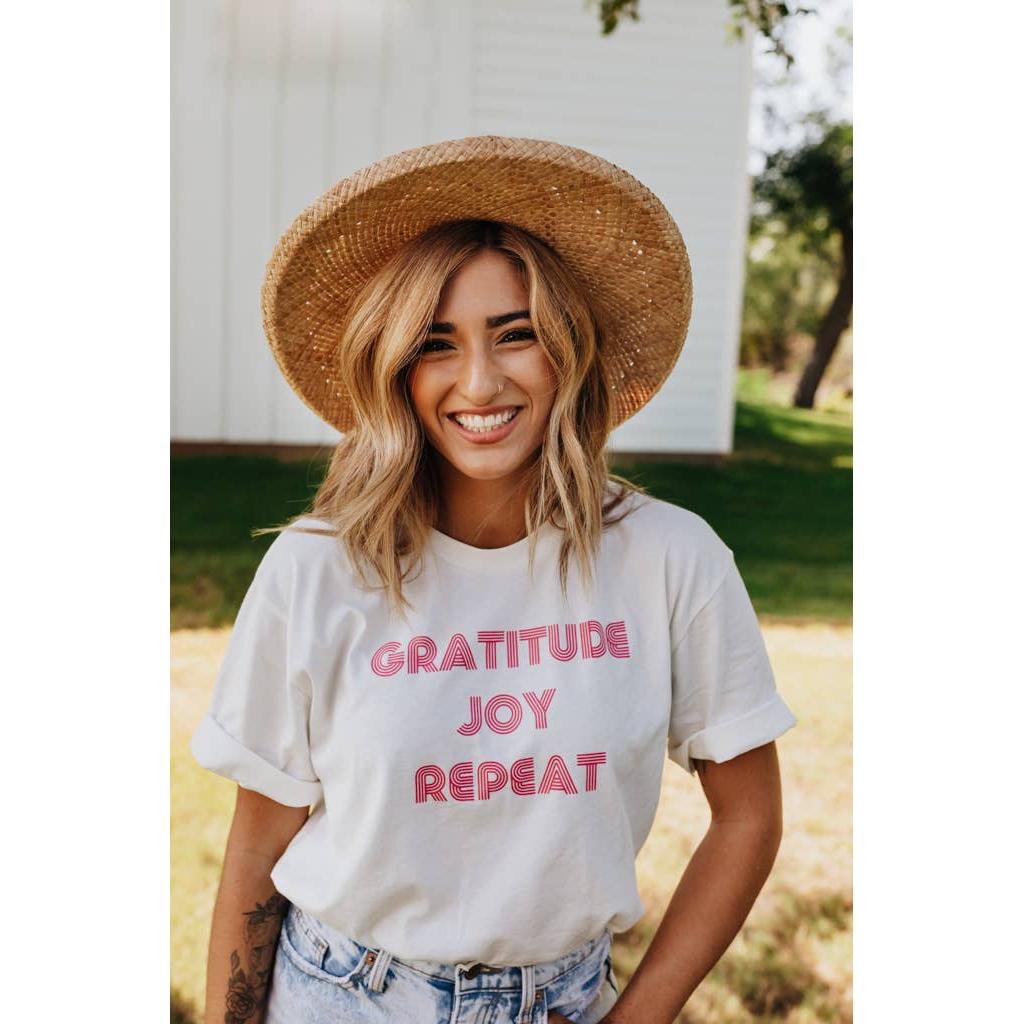 Gratitude Joy Repeat Tee- Assorted Sizes