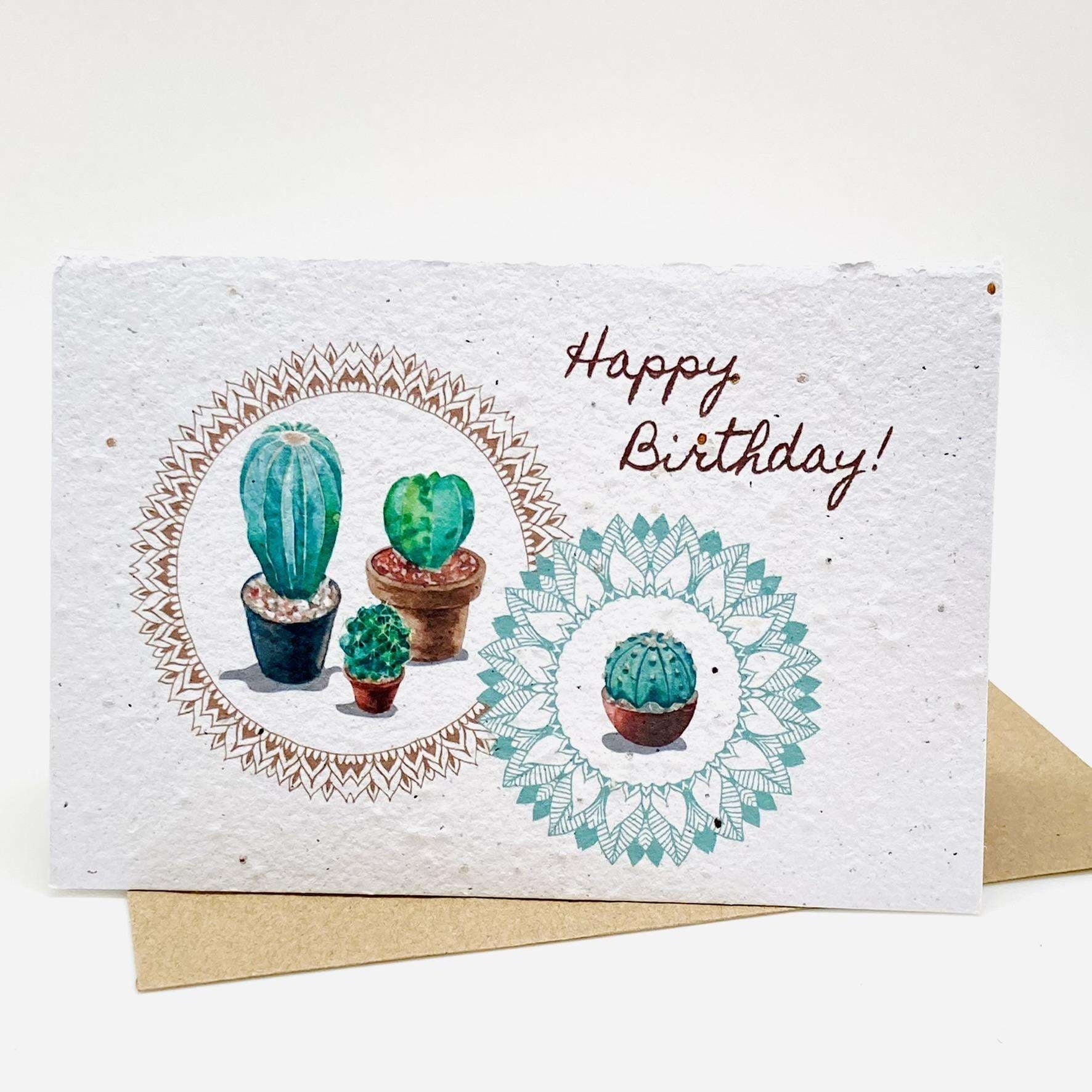 Growing Paper greeting card - Birthday Cactus