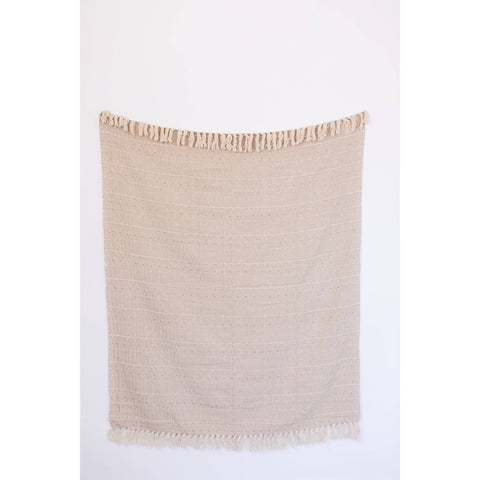 Hand Loomed Cotton Throw Taupe Diamond