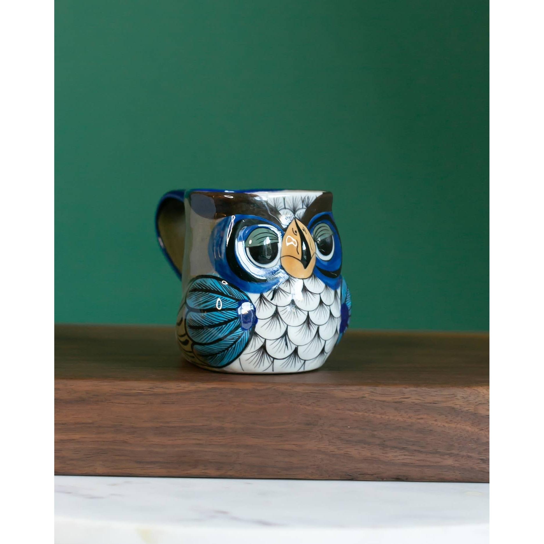 Hand Painted Fair Trade Guatemalan Ceramic Owl Coffee Mug