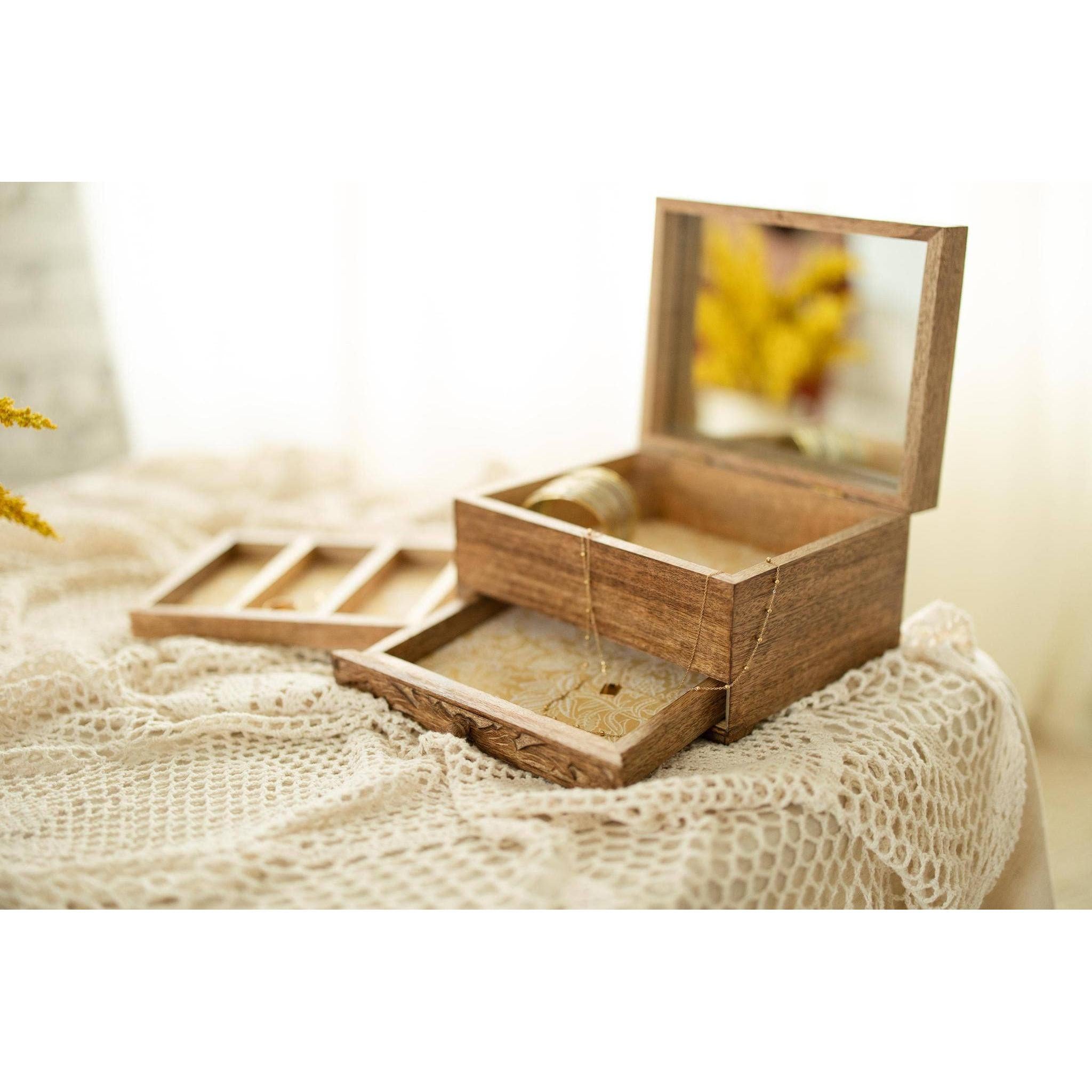 Hand-carved Mango Wood Jewelry Box (*Local Pickup/Local Delivery Only)